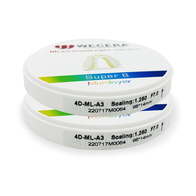 Roland/VHF/Imes-icore Compatible Multilayer Zirconia Block High Hardness and 100% Precise Scaling Factor for Dental Restorations